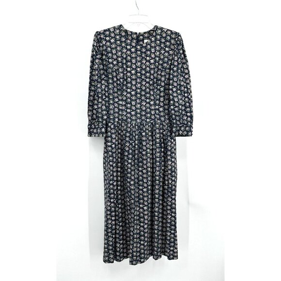 VINTAGE 80S LANZ ORIGINALS dress midi long sleeve prairie cottagecore floral M L - Picture 1 of 7